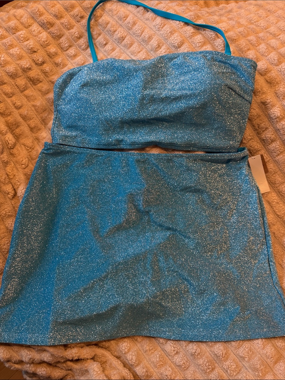 PINK Sparkling Teal bathing suit top and wrap/cover bottom